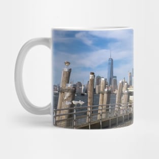 Seagulls Liberty Island Manhattan Skyline New York City Mug